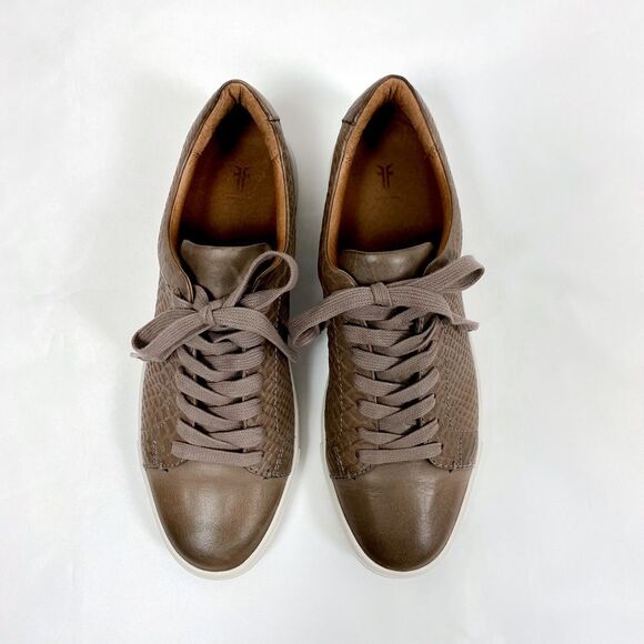 FRYE Ivy Low Lace Leather Embossed Sneakers - Picture 7 of 16